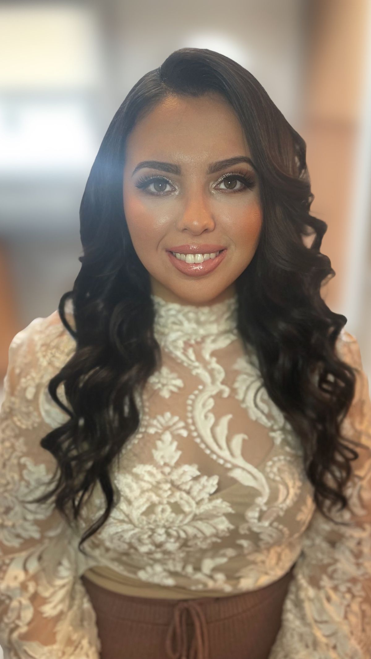 Hollywood waves with full glam makeup for formal events